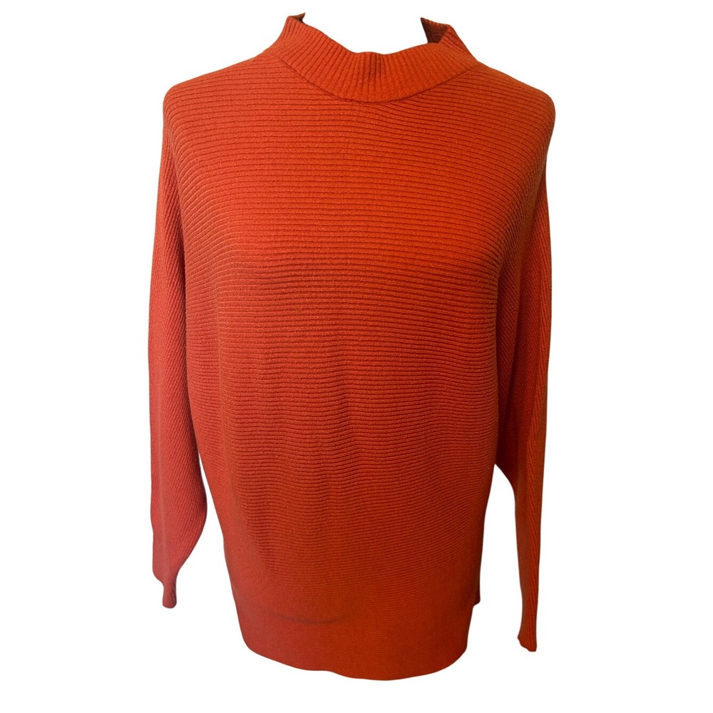 Questions Women's Ribbed Mock Neck Sweater - Spiced Orange Size Medium